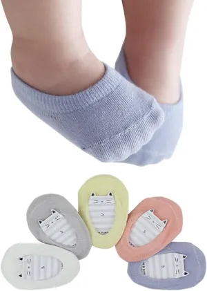 5 Pairs Baby Girl Boy No Show Socks Non-Skip Socks for Infants and Toddlers