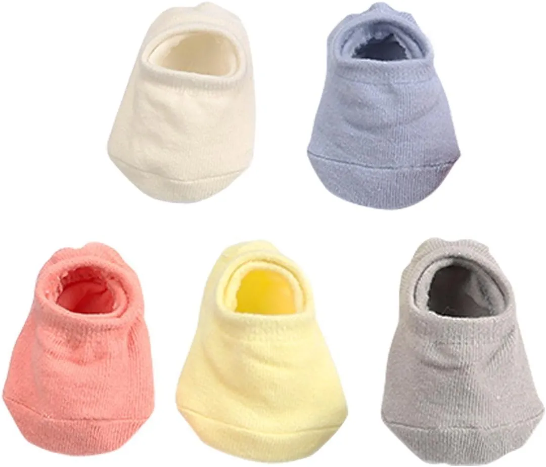 5 Pairs Baby Girl Boy No Show Socks Non-Skip Socks for Infants and Toddlers