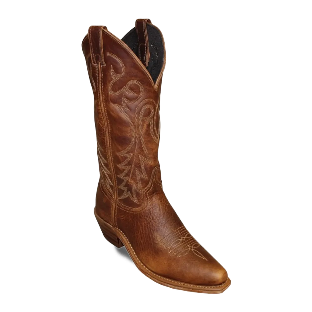 Abilene Ladies Genuine Leather Tan Bison Western Boots 9272