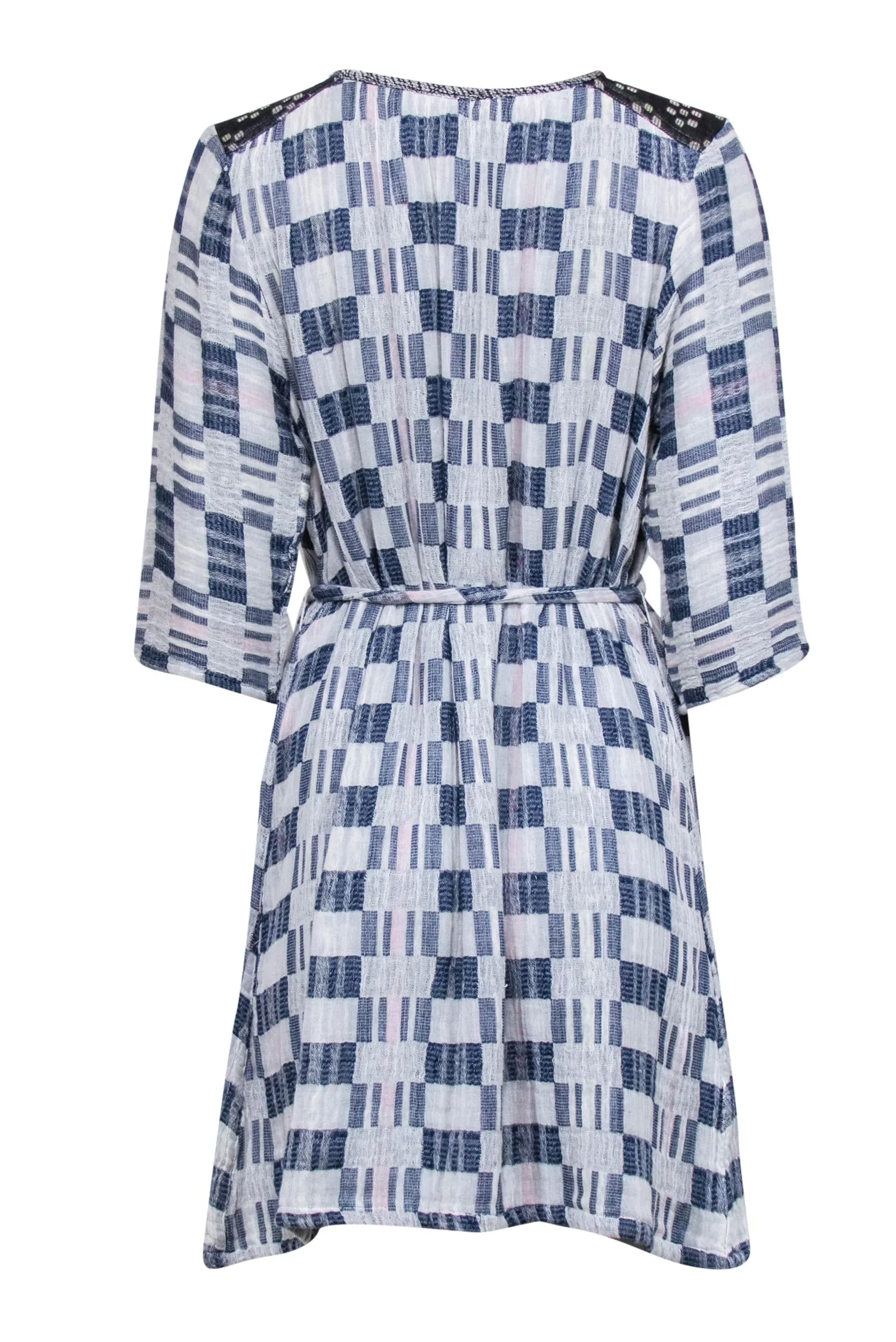 Ace & Jig - Grey & Blue Checkered Waist Tie Dress Sz S