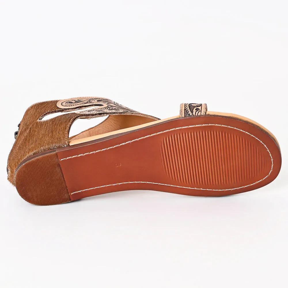 American Darling ADFT144B Hand tooled carved genuine leather sandal footwear flip flop