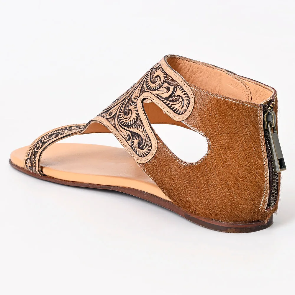 American Darling ADFT144B Hand tooled carved genuine leather sandal footwear flip flop
