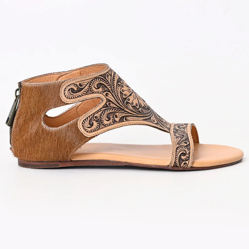 American Darling ADFT144B Hand tooled carved genuine leather sandal footwear flip flop