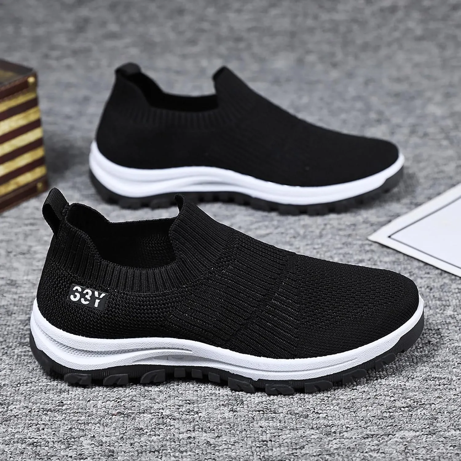 Arch Support Hiking Shoes for Men Lightweight Sport Gym Jogging Walking Sneaker Convenient Elderly Slip on Shoes