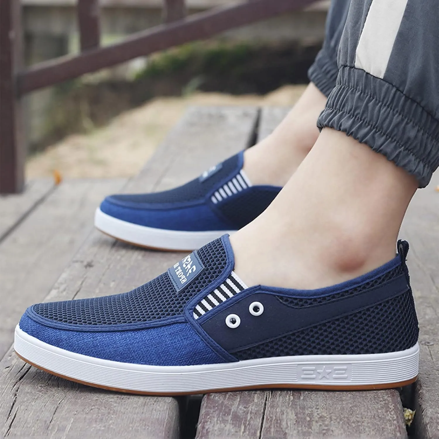 Arch Support Walking Shoes for Men Lightweight Breathable Slip on Running Shoe Convenient Elderly Slip on Shoes