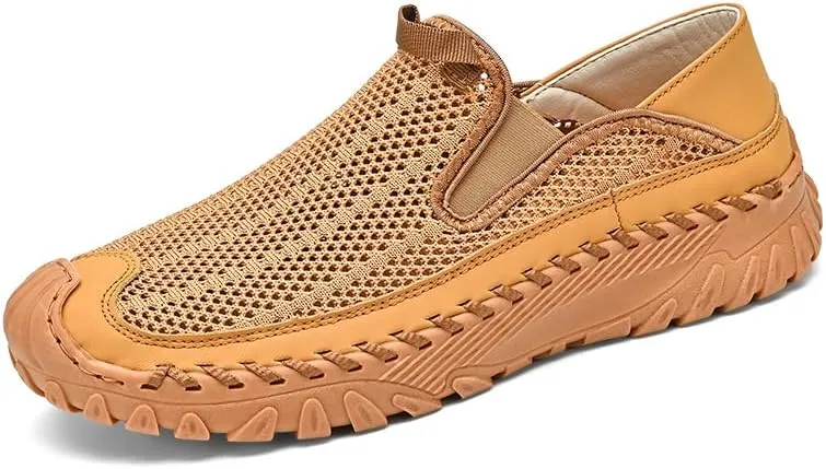 Asifn Mens Mesh Loafers Outdoor Lightweight Hiking Breathable Comfortable Work Shoes Non-Slip Driving Casual