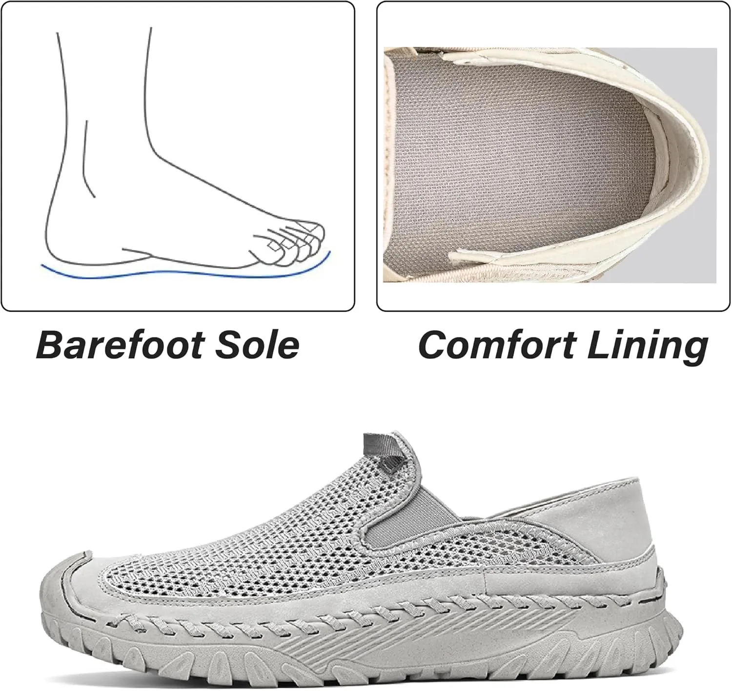 Asifn Mens Mesh Loafers Outdoor Lightweight Hiking Breathable Comfortable Work Shoes Non-Slip Driving Casual