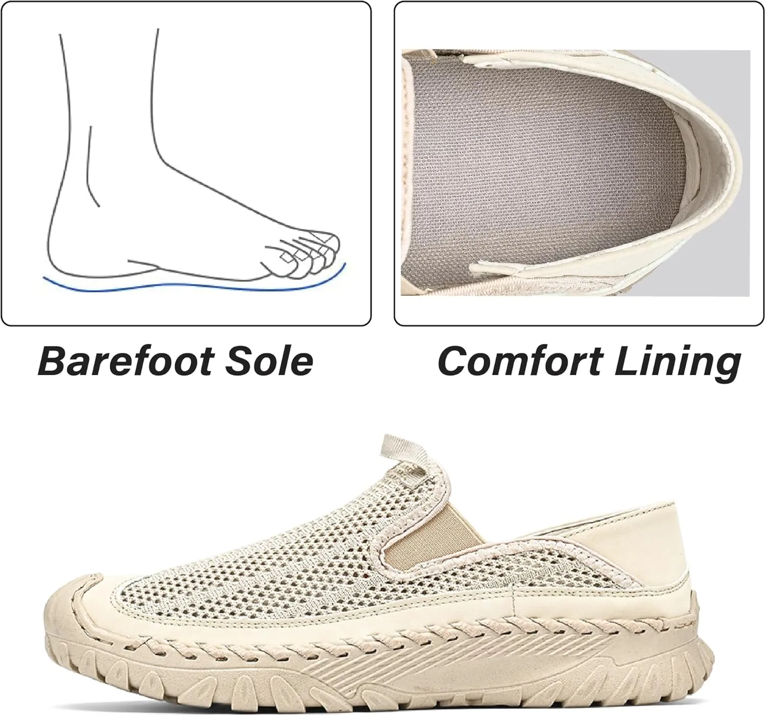 Asifn Mens Mesh Loafers Outdoor Lightweight Hiking Breathable Comfortable Work Shoes Non-Slip Driving Casual