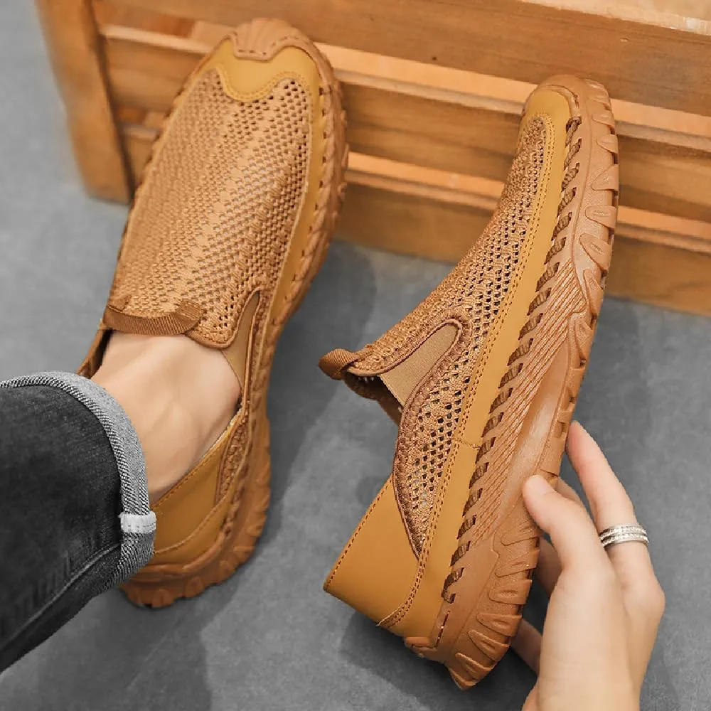 Asifn Mens Mesh Loafers Outdoor Lightweight Hiking Breathable Comfortable Work Shoes Non-Slip Driving Casual