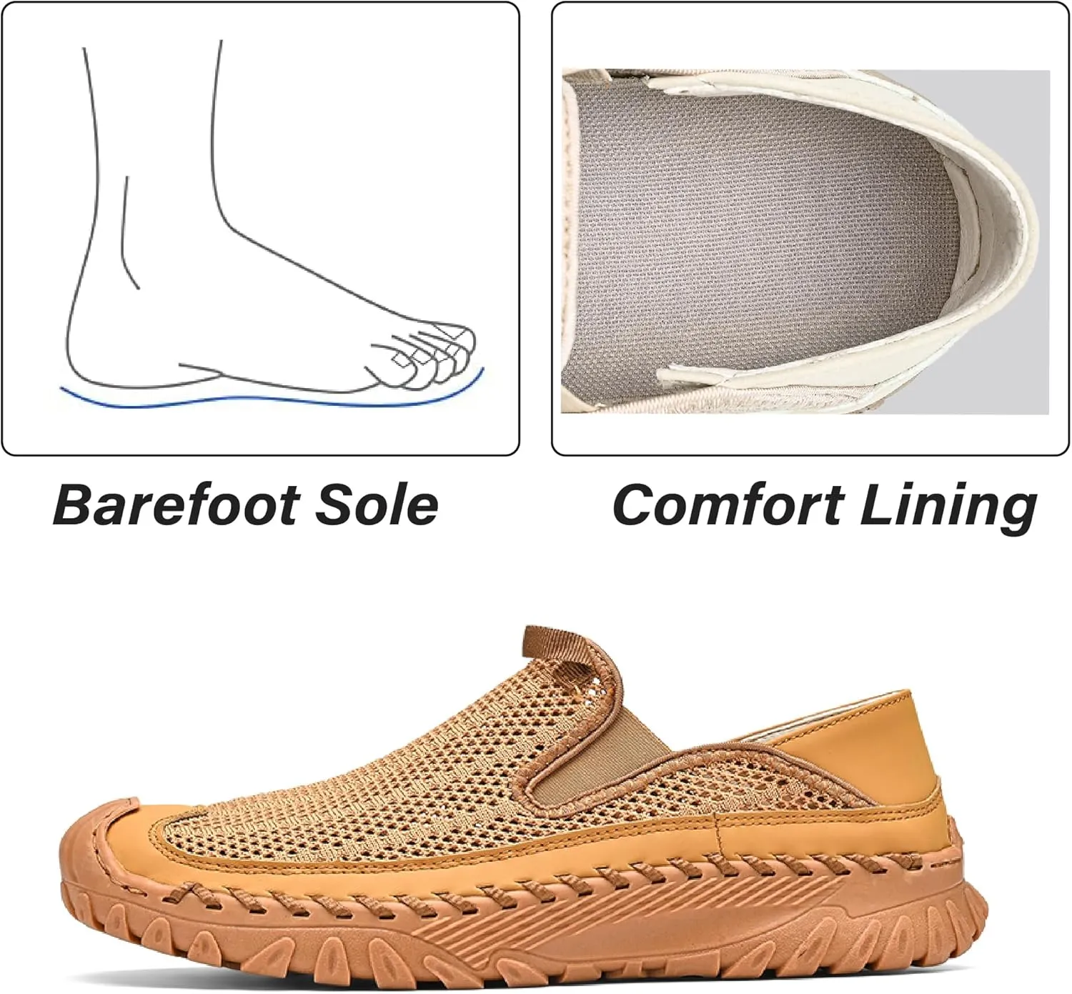 Asifn Mens Mesh Loafers Outdoor Lightweight Hiking Breathable Comfortable Work Shoes Non-Slip Driving Casual