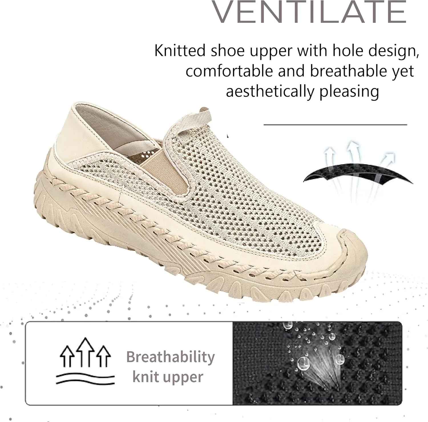 Asifn Mens Mesh Loafers Outdoor Lightweight Hiking Breathable Comfortable Work Shoes Non-Slip Driving Casual