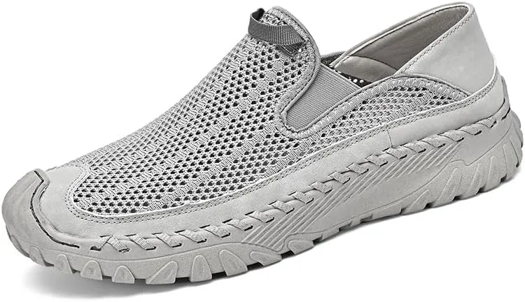 Asifn Mens Mesh Loafers Outdoor Lightweight Hiking Breathable Comfortable Work Shoes Non-Slip Driving Casual