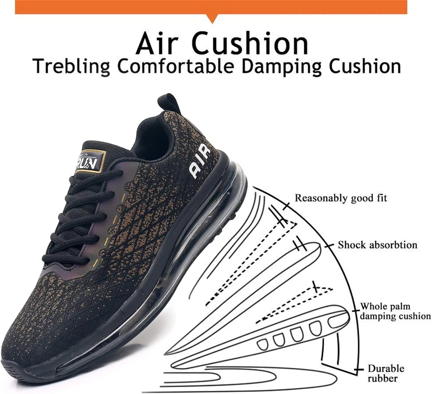 Azooken Mens Sports Footwear Tennis Breathable Jogging Lightweight Shoes