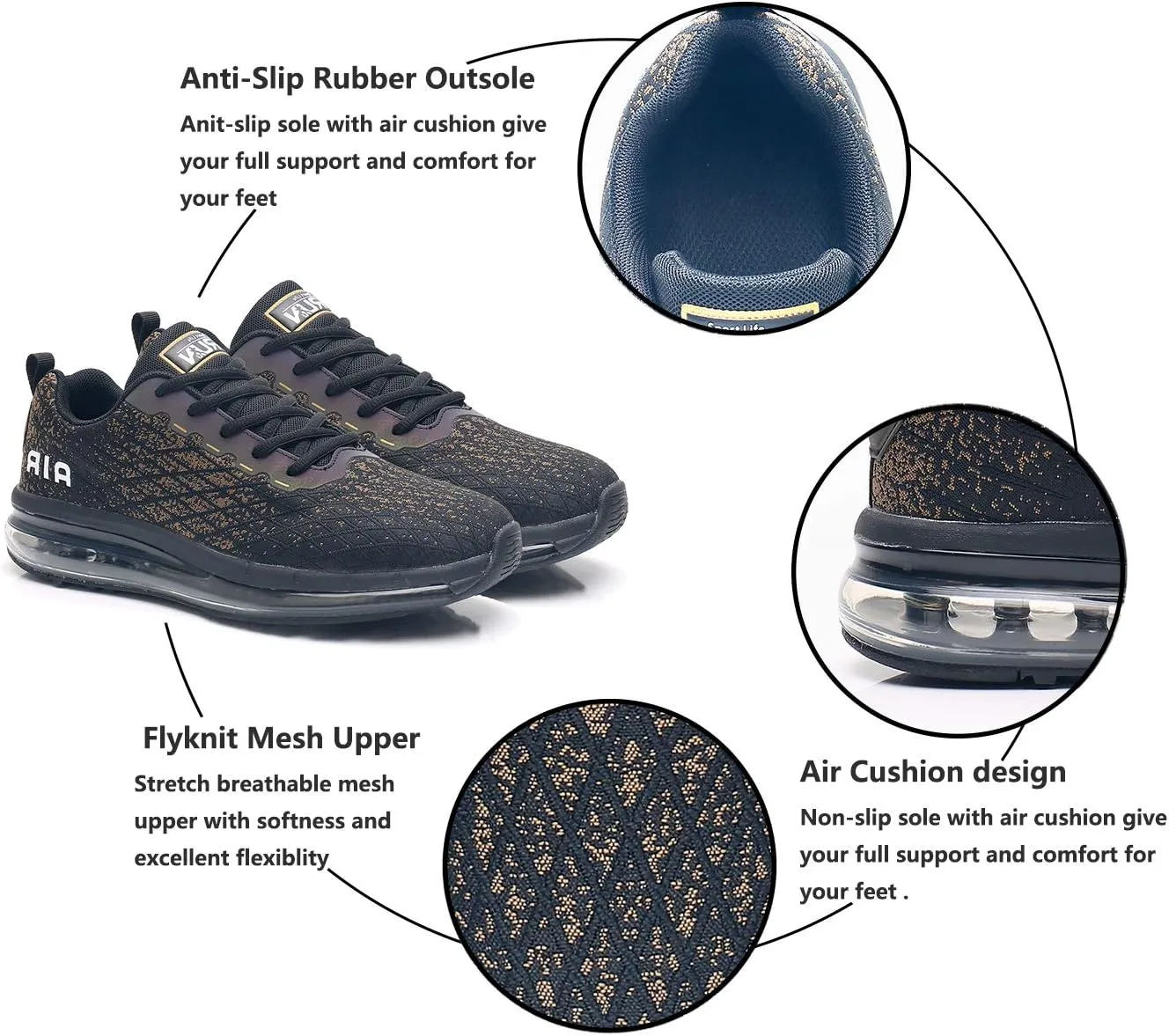 Azooken Mens Sports Footwear Tennis Breathable Jogging Lightweight Shoes