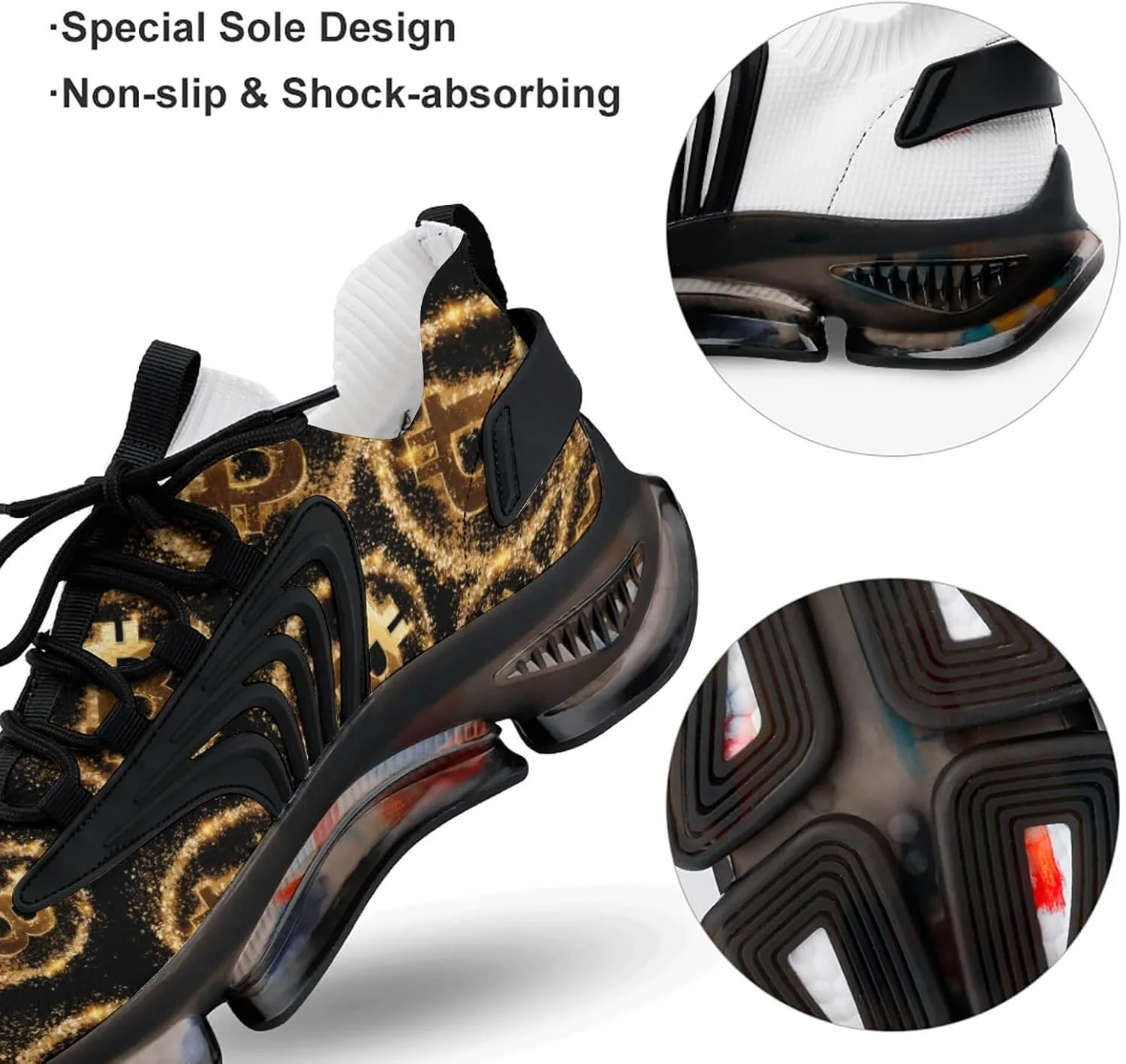 Bitcoin Men's Running Shoes Lightweight Breathable Walking Sneakers for Women
