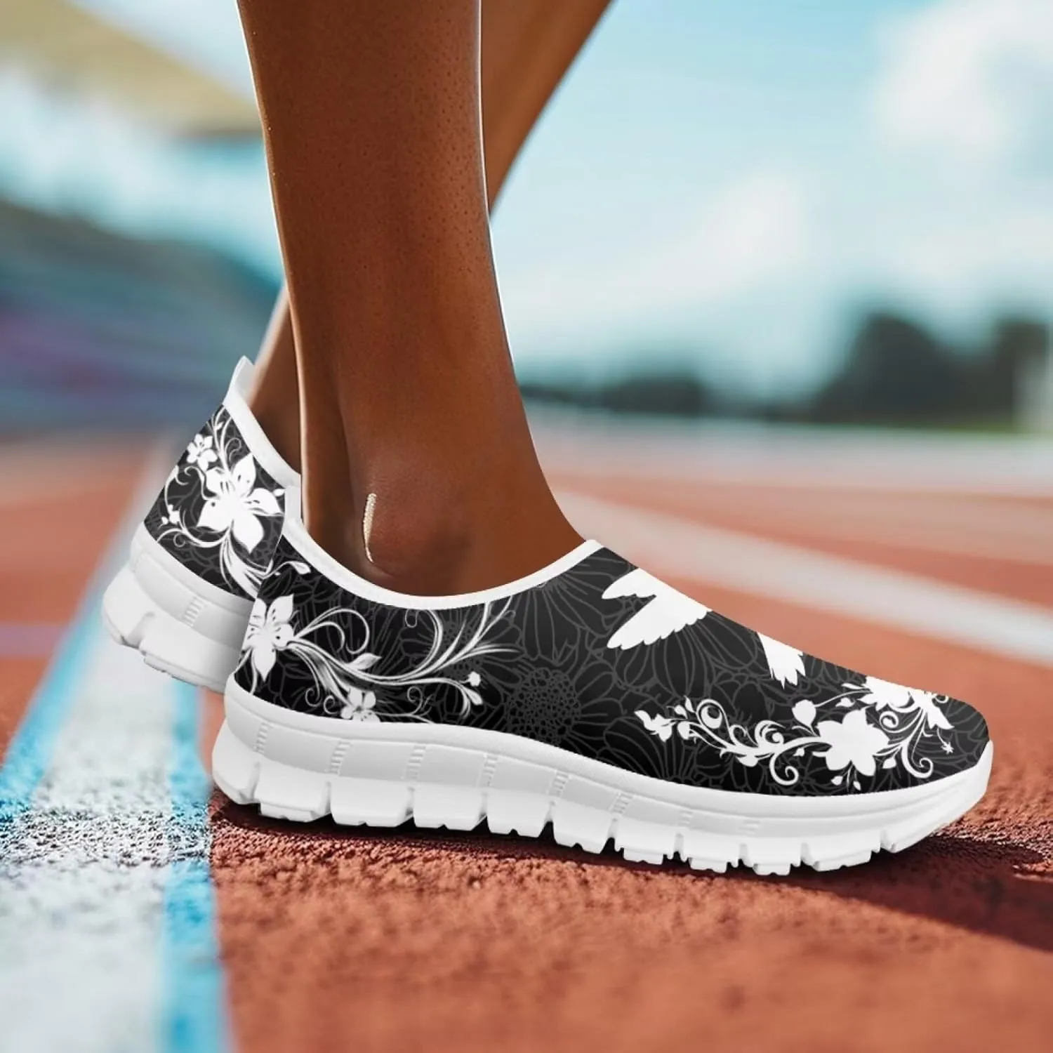 chaqlin Slip On Shoes Wide Soft Toe Fashion Clipper Breathable Mesh Tennis Athletic Sneaker for Women Men