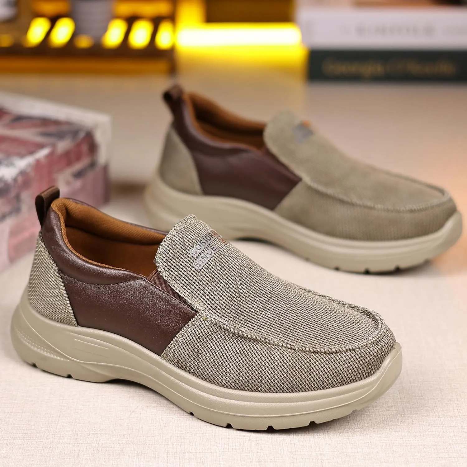 COSIDRAM Mens Casual Slip on Loafers Shoes Breathable Comfortable Non Slip Soft Walking Shoes Daily Flats