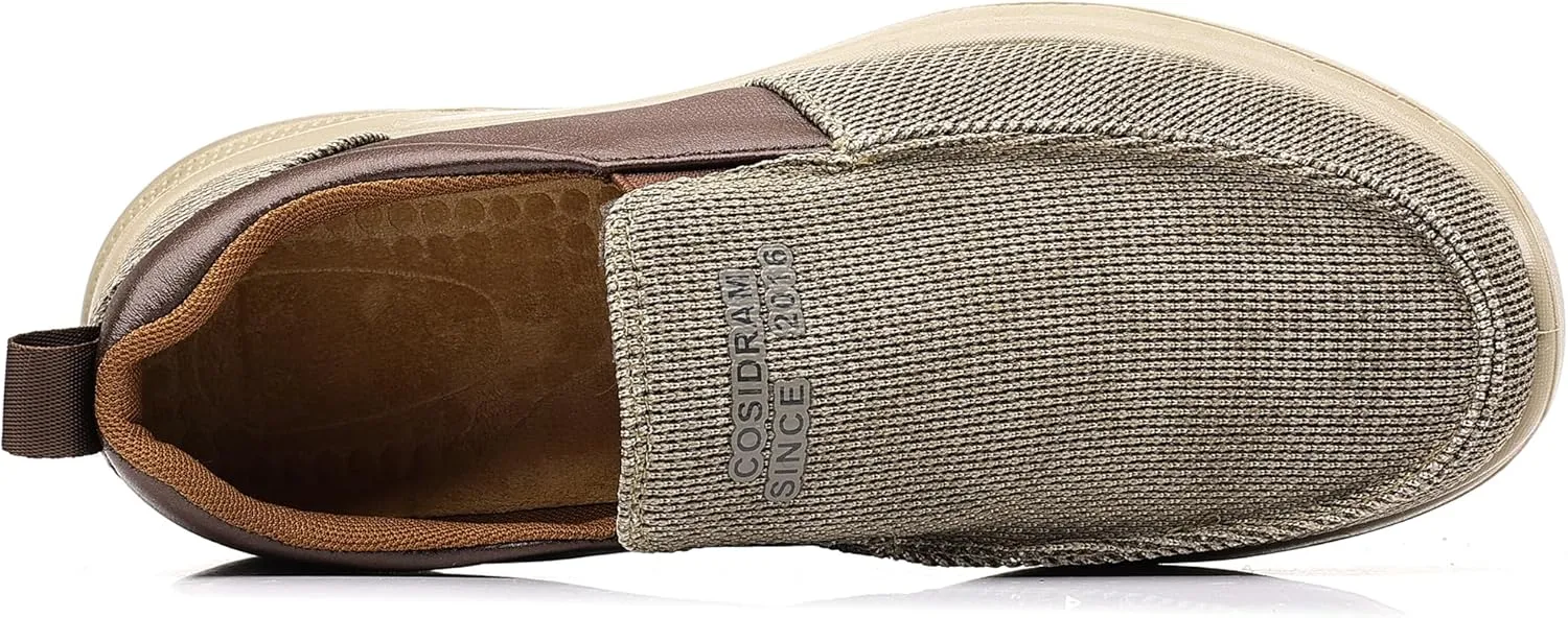 COSIDRAM Mens Casual Slip on Loafers Shoes Breathable Comfortable Non Slip Soft Walking Shoes Daily Flats