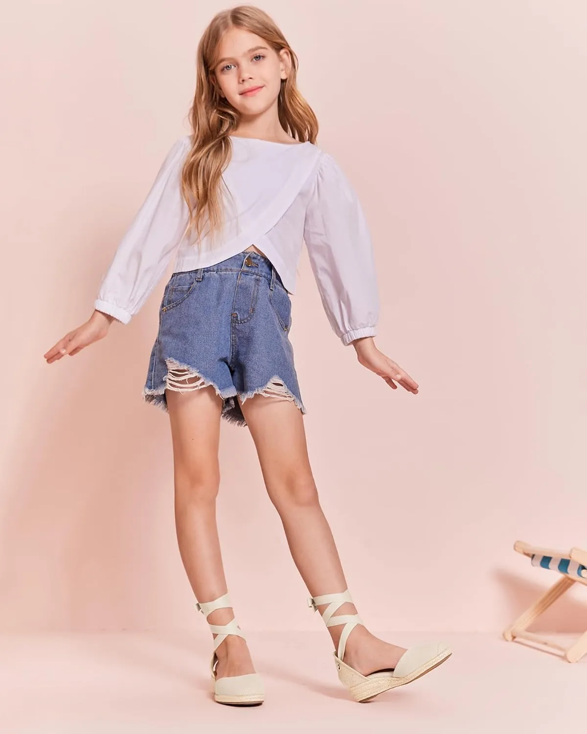 Coutgo Girls Espadrille Platform Wedge Sandals Closed Toe Lace Up Ankle Strap Summer Shoes Toddler Little Big Kid
