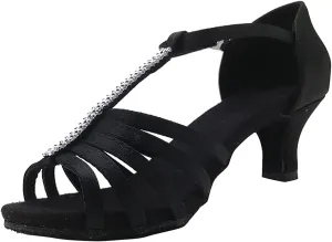 Dance Dancing Sandals Ballroom Latin Fashion Shoes Women Prom Women's sandals Wide Womens Sandals Wide Width (Black, 6.5-7)