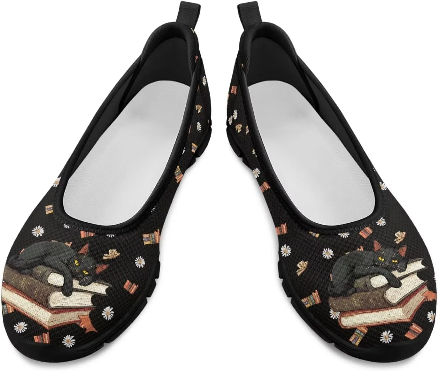 Driving Loafers Cat Print Women Shoes Comfortable Breathable Mesh Sneakers for Walking Running Lightweight Low Cut Tennis Shoe Loafer