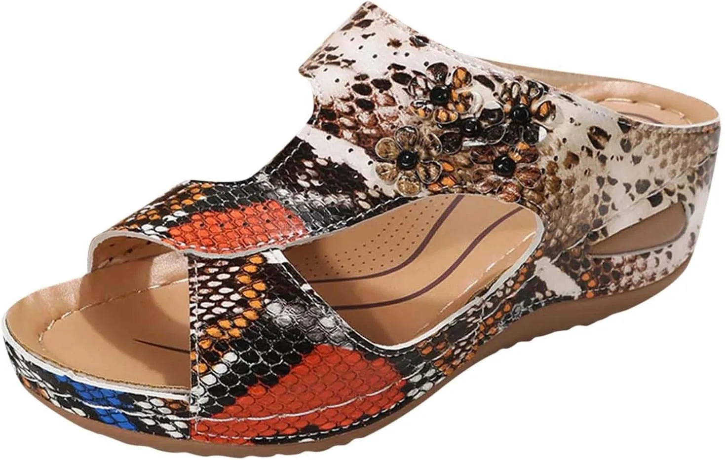 Eduavar Sandals for Women 2025 Slide Shoes Slip On Dressy Summer Open Toe Slippers Walking with Arch Support Beach Sandals