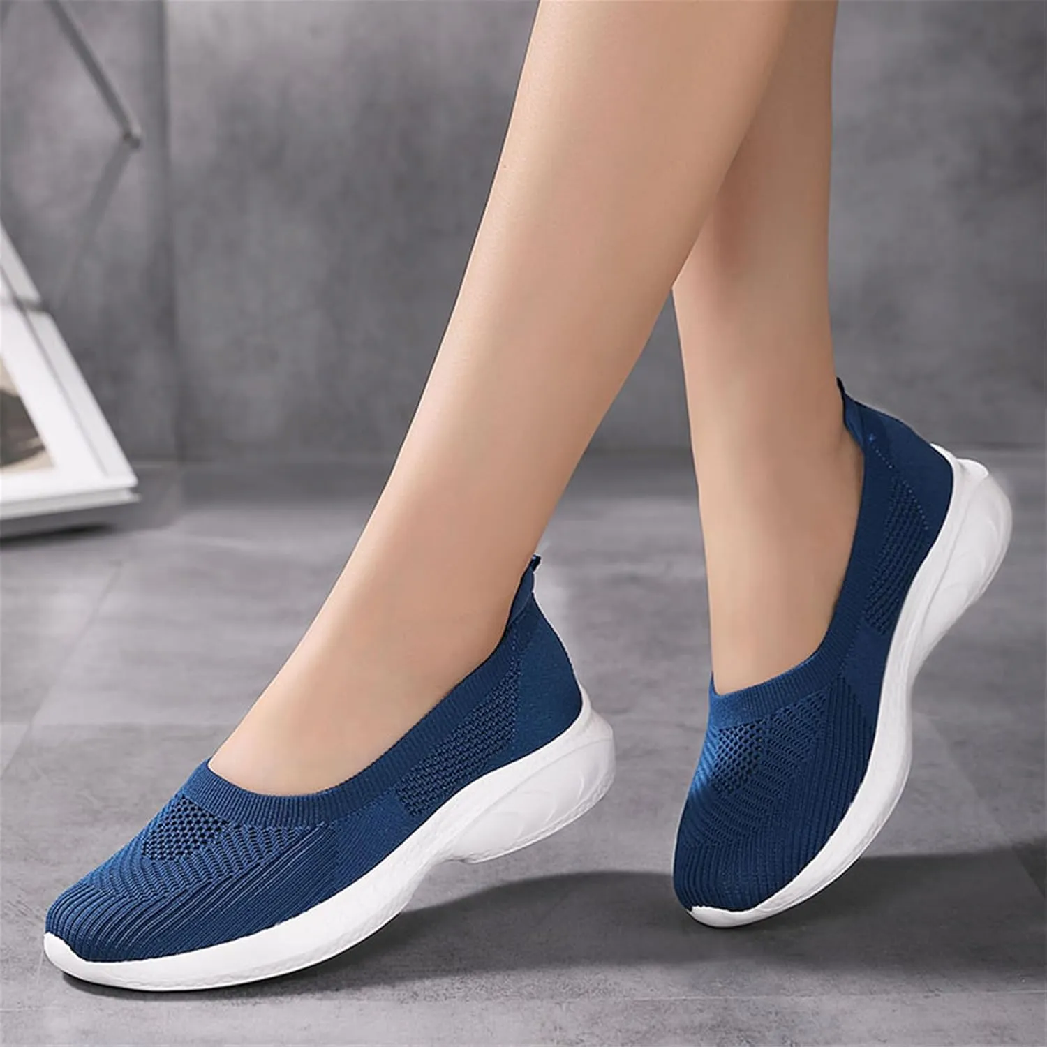 EnllerviiD Women Mary Jane Platform Sneakers Slip On Air Cushion Comfortable Wide Width Lightweight Nurse Shoes Loafers