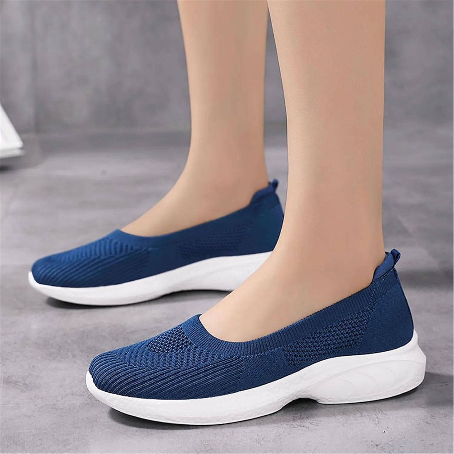 EnllerviiD Women Mary Jane Platform Sneakers Slip On Air Cushion Comfortable Wide Width Lightweight Nurse Shoes Loafers