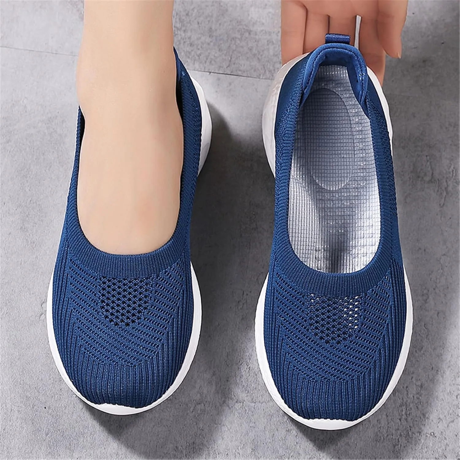 EnllerviiD Women Mary Jane Platform Sneakers Slip On Air Cushion Comfortable Wide Width Lightweight Nurse Shoes Loafers