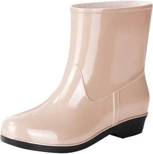 Fashion Rain Boots for Women PVC Durable Waterproof Shoes Comfort Non-Slip Mid Calf Garden Boot Cute Chelsea Booties