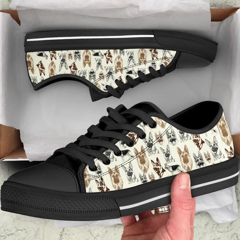 German Shepherd Low Top Shoes - Low Top Sneaker, Dog Printed Shoes, Canvas Shoes For Men, Women