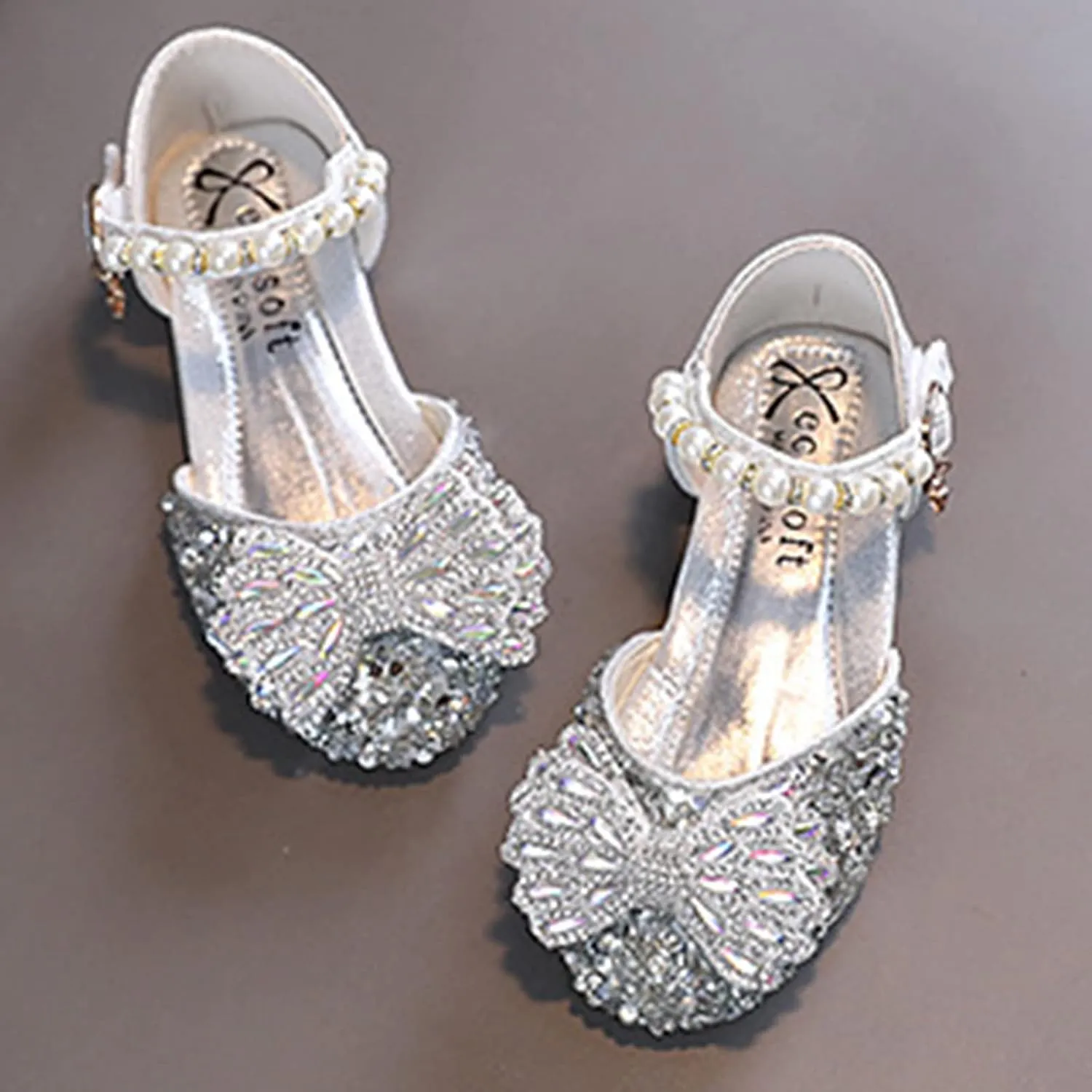 Girls Sandals Fashion Summer Girls Sandals Dress Performance Dance Shoes Shiny Rhinestone Sequin Girls Slippers