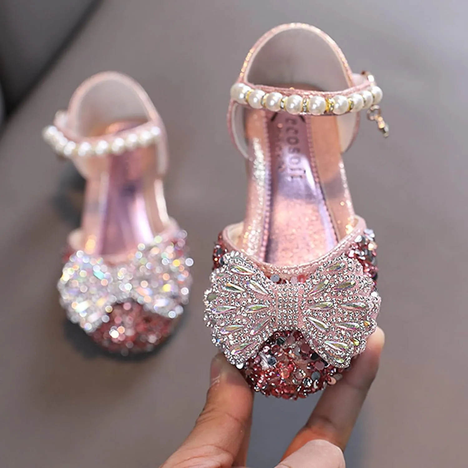 Girls Sandals Fashion Summer Girls Sandals Dress Performance Dance Shoes Shiny Rhinestone Sequin Girls Slippers