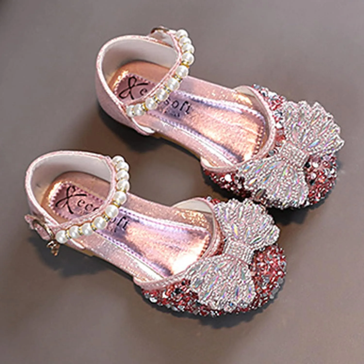 Girls Sandals Fashion Summer Girls Sandals Dress Performance Dance Shoes Shiny Rhinestone Sequin Girls Slippers