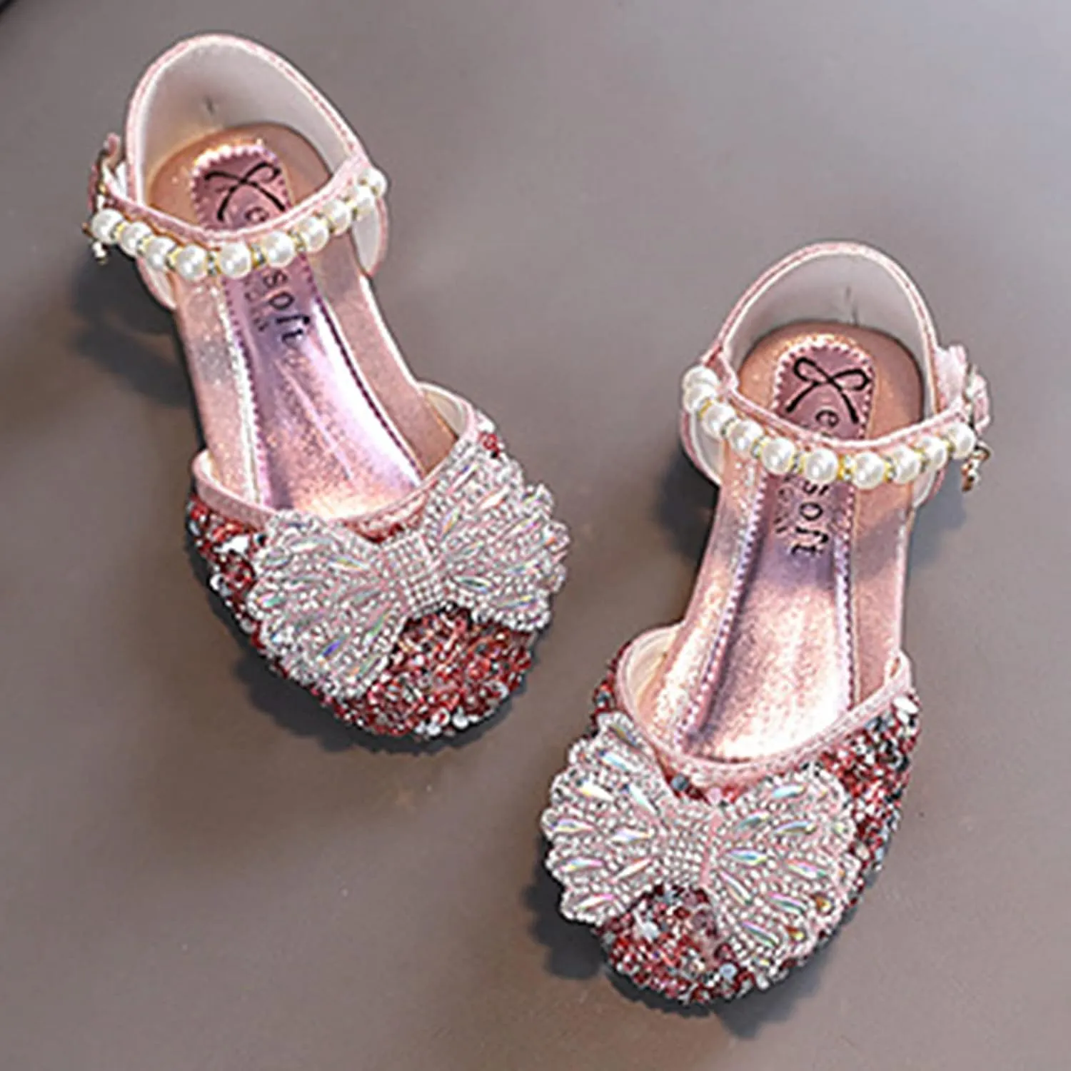 Girls Sandals Fashion Summer Girls Sandals Dress Performance Dance Shoes Shiny Rhinestone Sequin Girls Slippers