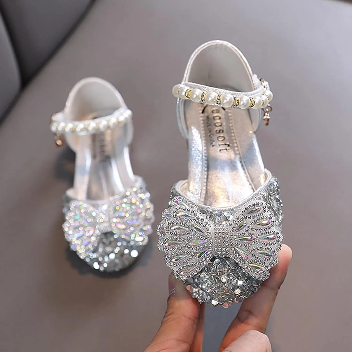 Girls Sandals Fashion Summer Girls Sandals Dress Performance Dance Shoes Shiny Rhinestone Sequin Girls Slippers