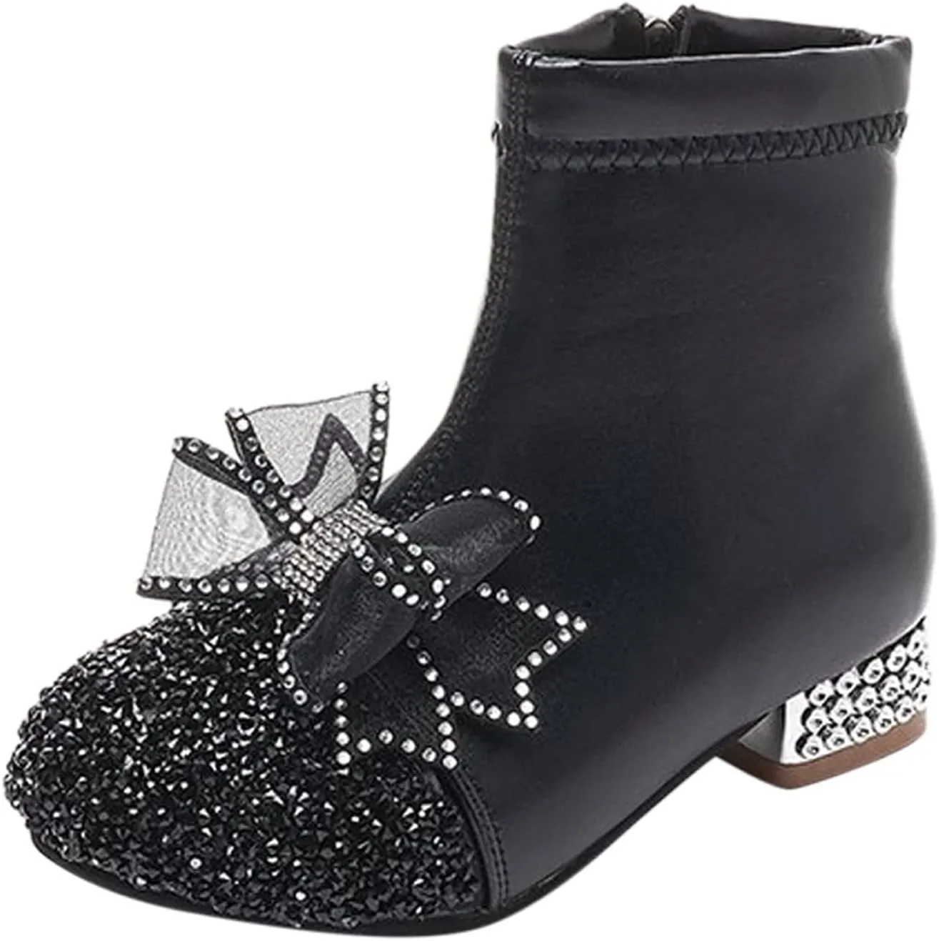 Girls Sandals Leather Shoes For Girls Glitter Ankle Boots Kids Low Heel Dress Booties Fashion Girls Cat Slippers