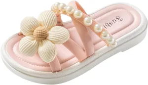 Girls Sandals Open Toe Children Shoes Comfortable Soft Soled Slippers Fashionable Flower Pearl Beach Sandals And Slippers
