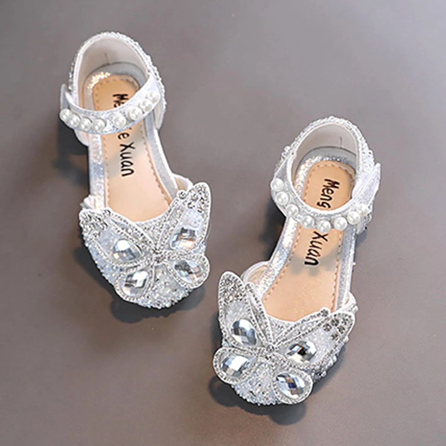 Girls Sandals Performance Dance Dress Shoes Shiny Rhinestone Butterfly Sandals for Kids Wedding Birthday Party