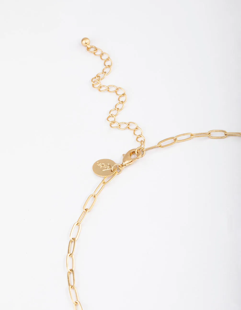 Gold Textured Disc Y-Necklace