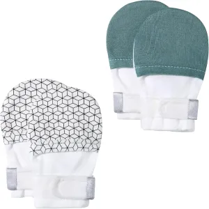 HAPIU Baby No Scratch Mittens Stay On, 100% Cotton Breathable, Adjustable Infant Gloves for Boys Girls, Newborn - 12 M