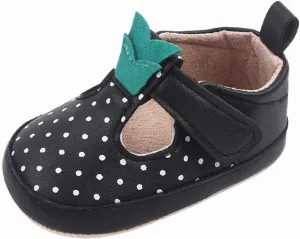 Infant Toddler Shoes Soft Sole Toddler Shoes Polka Dots Non Slip Breathable Princess Shoes Boys Black Slides
