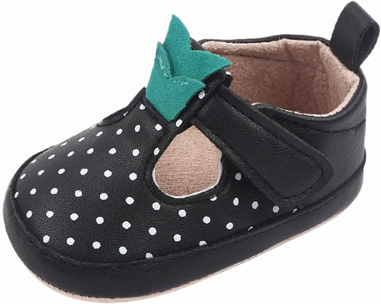 Infant Toddler Shoes Soft Sole Toddler Shoes Polka Dots Non Slip Breathable Princess Shoes Boys Black Slides