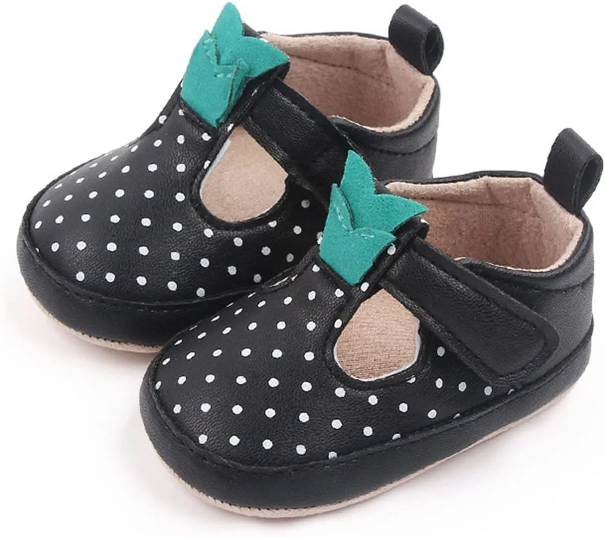 Infant Toddler Shoes Soft Sole Toddler Shoes Polka Dots Non Slip Breathable Princess Shoes Boys Black Slides