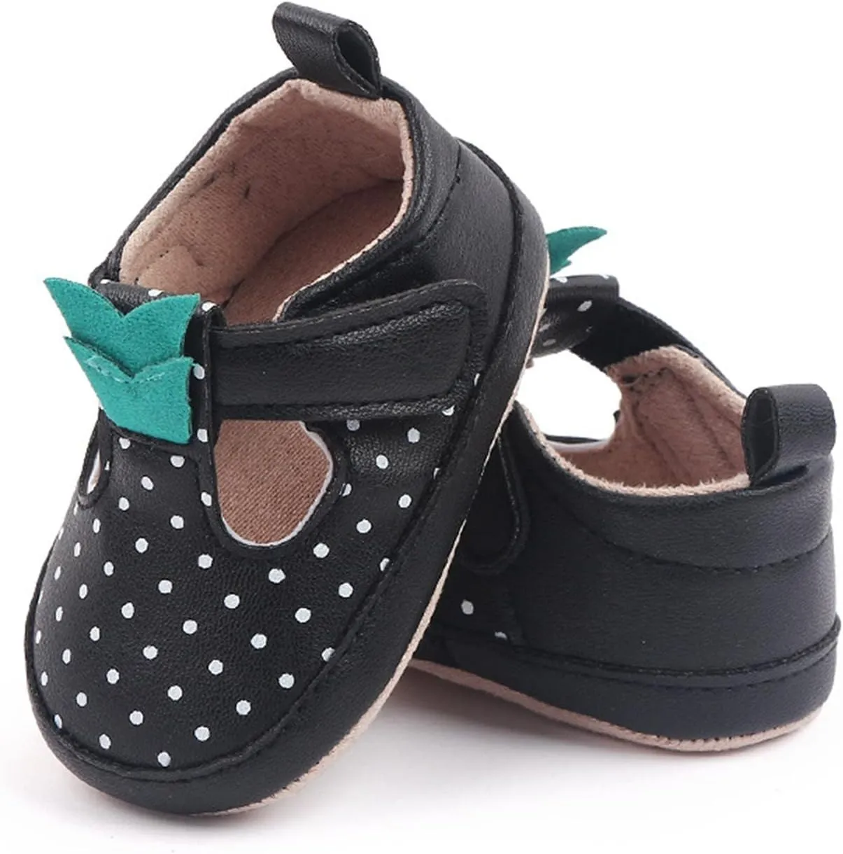 Infant Toddler Shoes Soft Sole Toddler Shoes Polka Dots Non Slip Breathable Princess Shoes Boys Black Slides