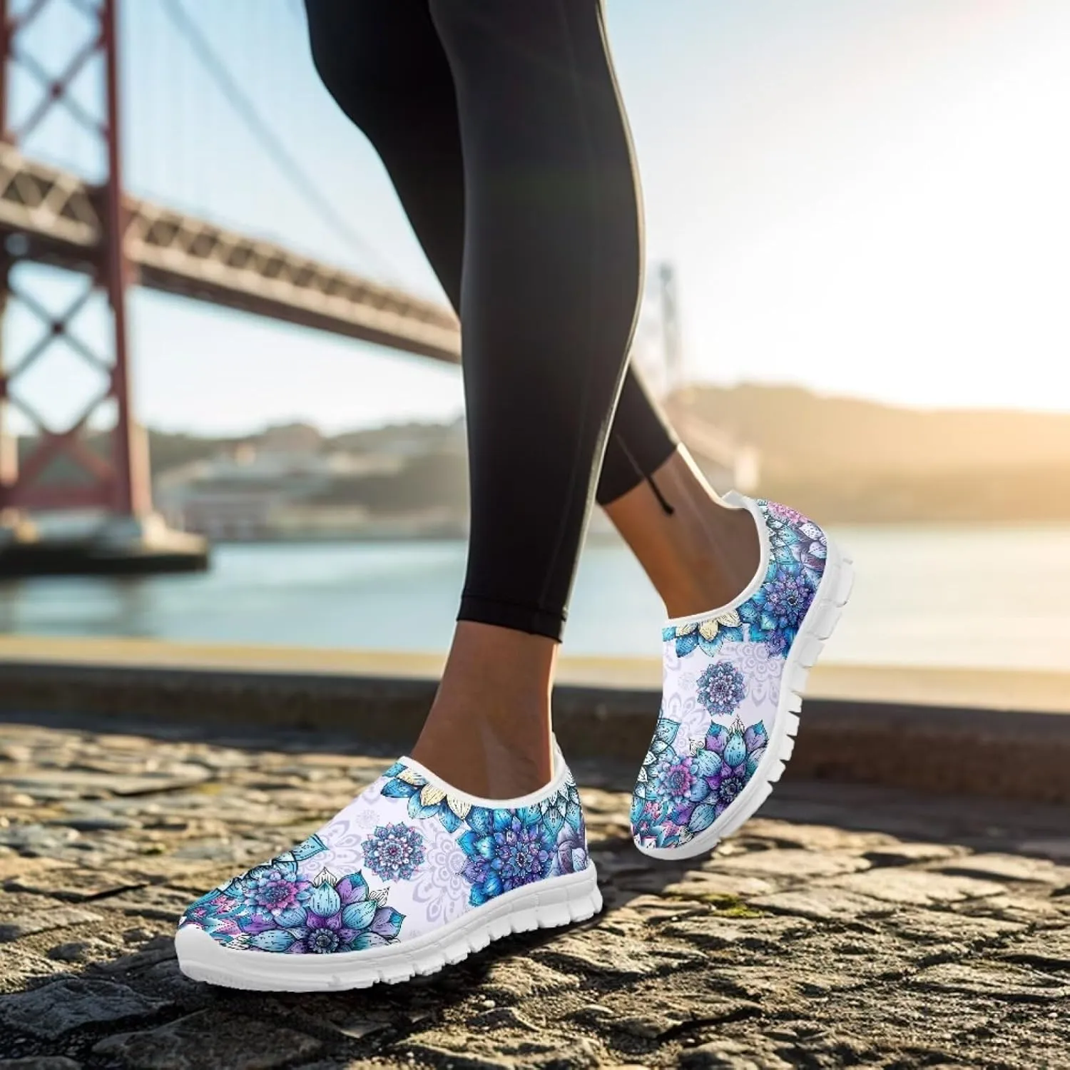 Jeiento Boho Blossom Womens Casual Loafer Slip On Lightweight Comfort Travel Walking Flats Shoes