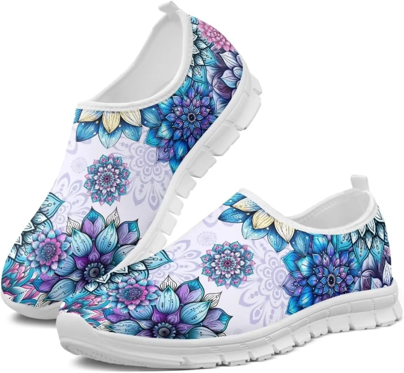 Jeiento Boho Blossom Womens Casual Loafer Slip On Lightweight Comfort Travel Walking Flats Shoes
