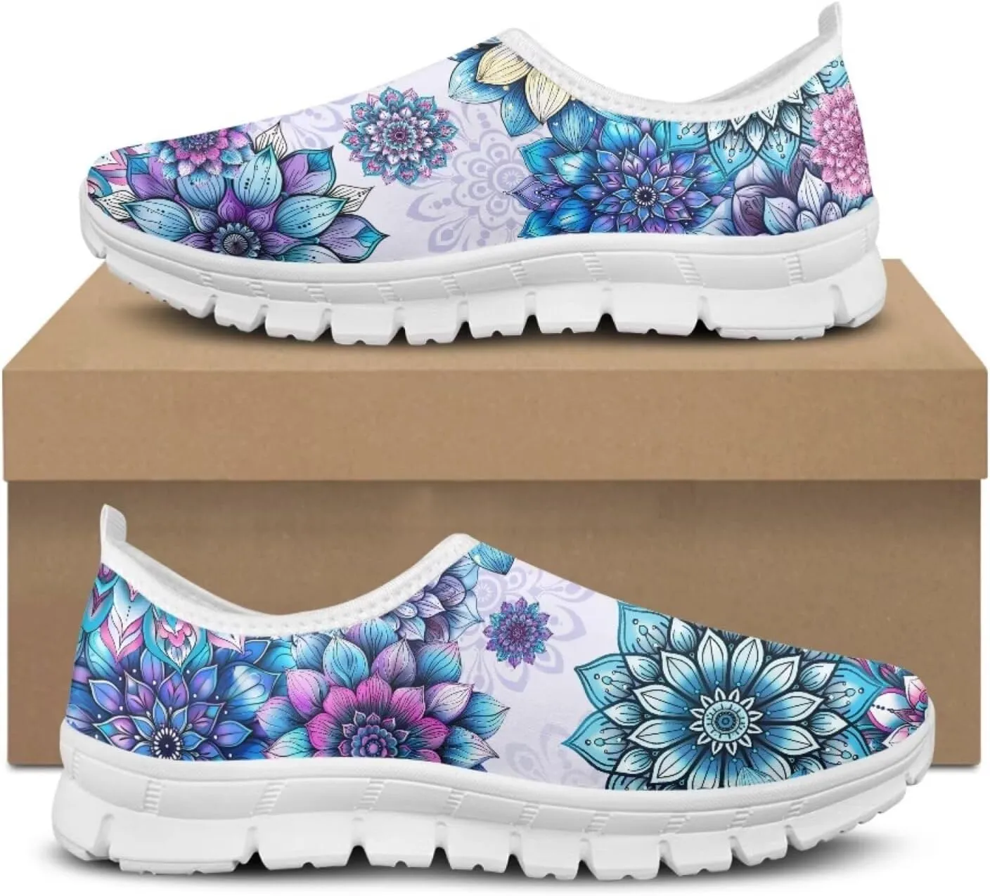 Jeiento Boho Blossom Womens Casual Loafer Slip On Lightweight Comfort Travel Walking Flats Shoes