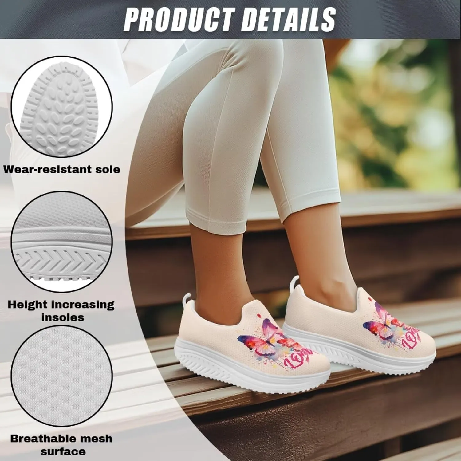 Jeiento Platform Sneakers for Women Casual Dressy Slip-On Walking Shoes Lightweight Breathable Tennis Shoes Work Loafers