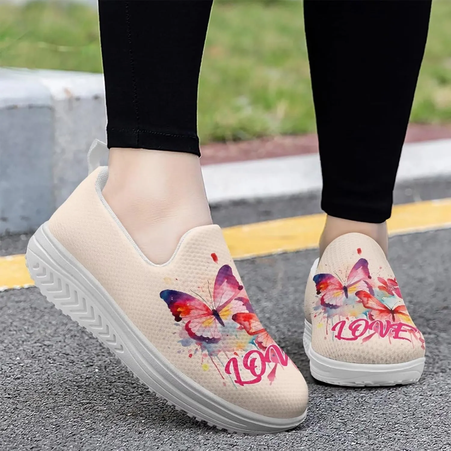 Jeiento Platform Sneakers for Women Casual Dressy Slip-On Walking Shoes Lightweight Breathable Tennis Shoes Work Loafers